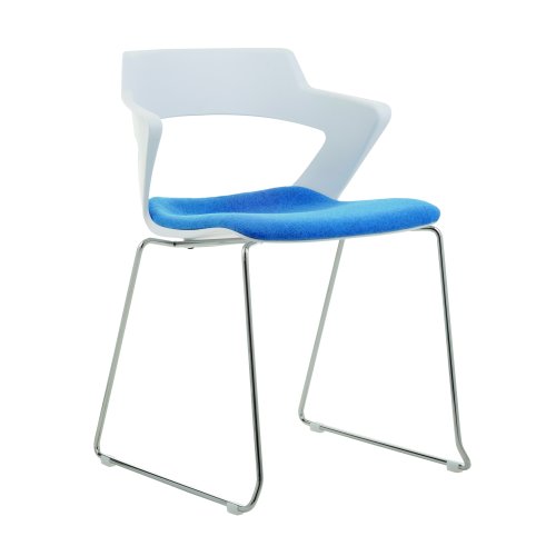 Chaise KAOMA 4 pieds chromé coque plastique PC assise placet tissu