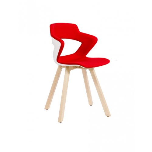 Chaise KAOMA 4 pieds bois coque plastique PC assise/dossier  placet tissu