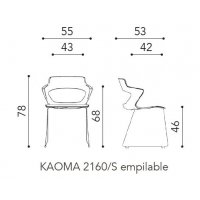 Chaise KAOMA piétement traineau coque plastique assise placet tissu