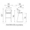 Tabouret KAOMA 4 pieds chromé coque plastique assise placet tissu