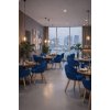 Fauteuil BERN wood tissu bleu marine BN31