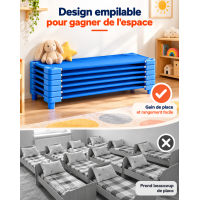 Lot de 6 couchettes NANNY empilables pour enfants 130x57 cm -