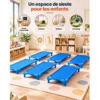 Lot de 6 couchettes NANNY empilables pour enfants 130x57 cm -